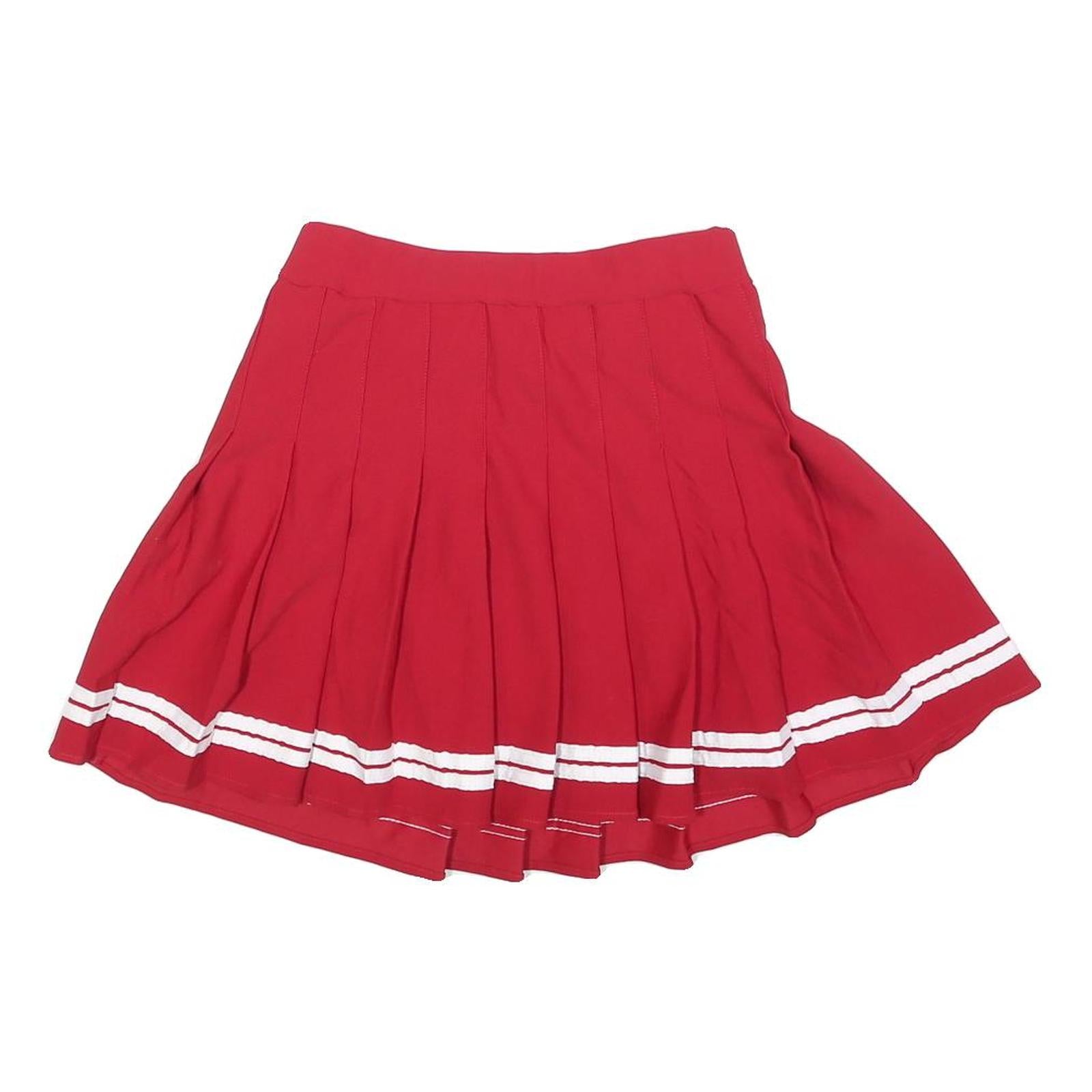 Womens Red White Stripe Pleated Mini Skirt Polyester Blend XS Cheerleader Style