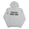 CHAMPION Mens Grey Positive Vibes Only Pullover Hoodie L Cotton Blend