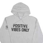 CHAMPION Mens Grey Positive Vibes Only Pullover Hoodie L Cotton Blend