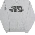 CHAMPION Mens Grey Positive Vibes Only Pullover Hoodie L Cotton Blend