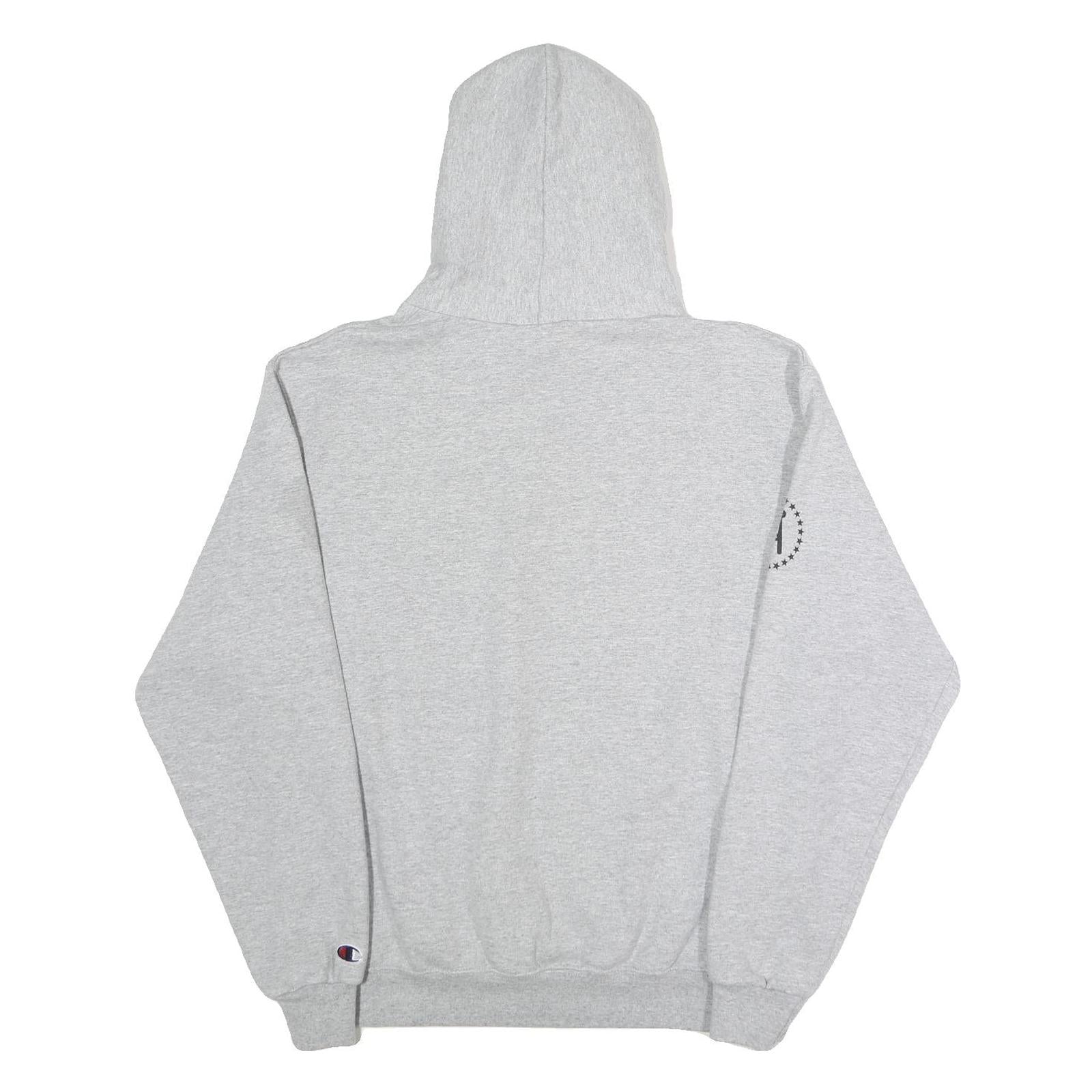 CHAMPION Mens Grey Positive Vibes Only Pullover Hoodie L Cotton Blend