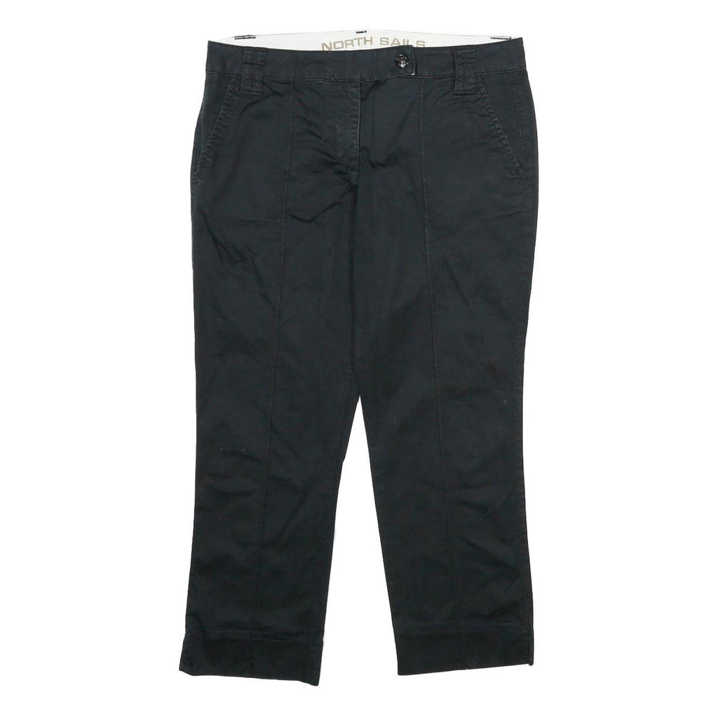 NORTH SAILS Womens Cotton Blend Black Regular Fit Straight Leg Trousers W32 L24