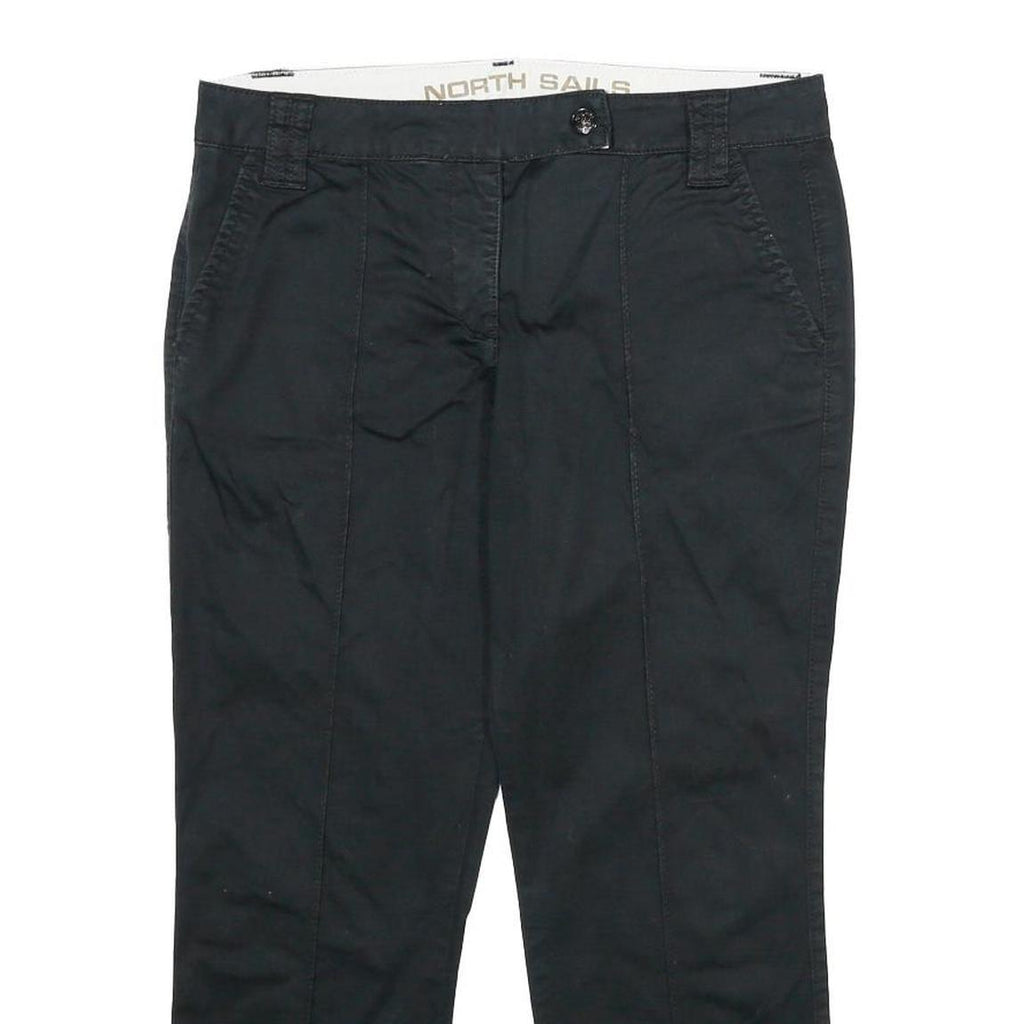 NORTH SAILS Womens Cotton Blend Black Regular Fit Straight Leg Trousers W32 L24