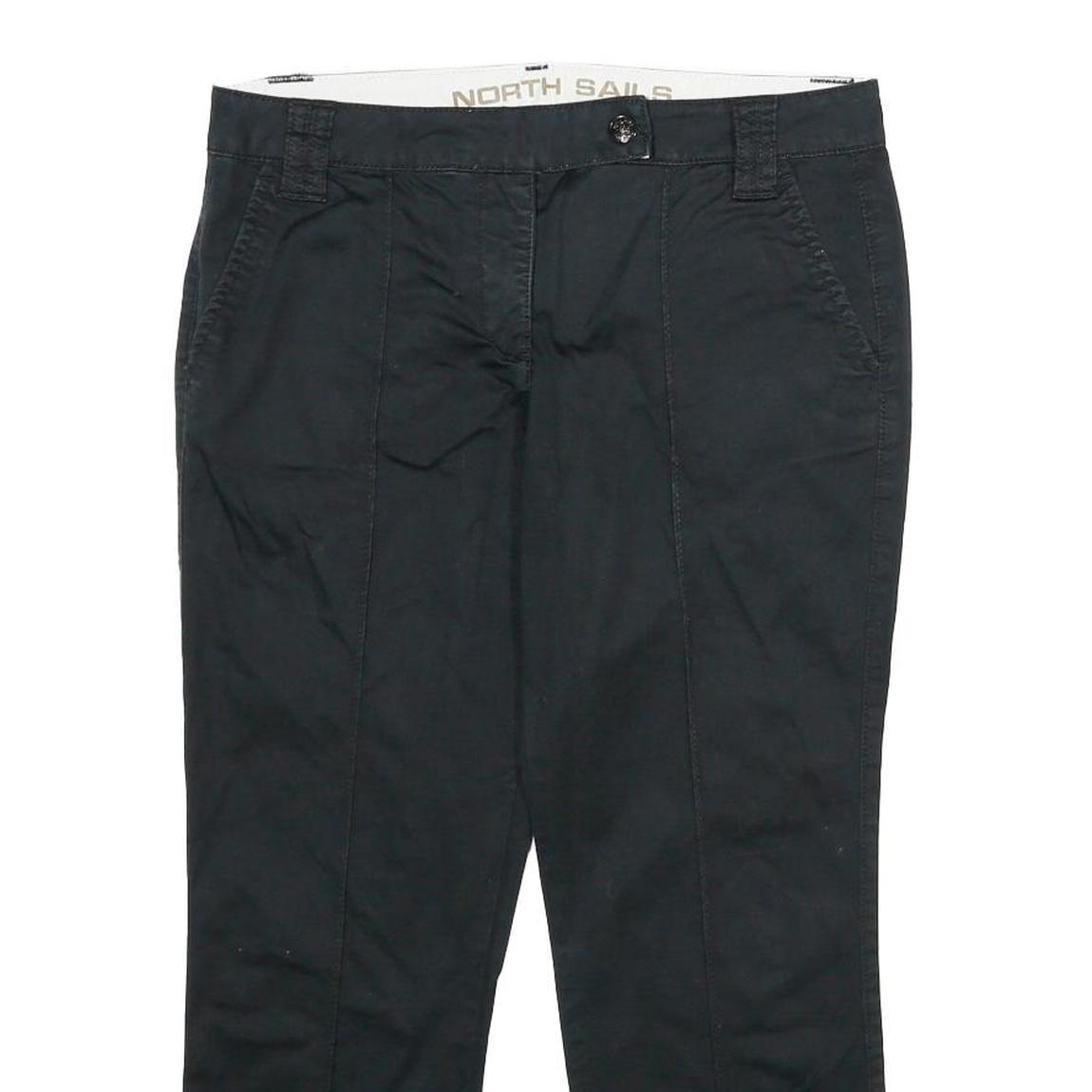NORTH SAILS Womens Cotton Blend Black Regular Fit Straight Leg Trousers W32 L24