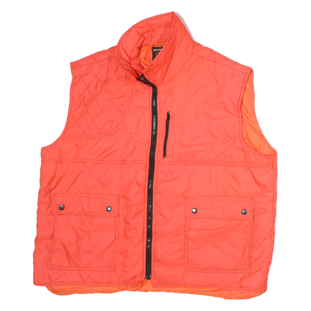 CONTENDER Womens Orange Quilted Sleeveless Jacket L Polyester Zip