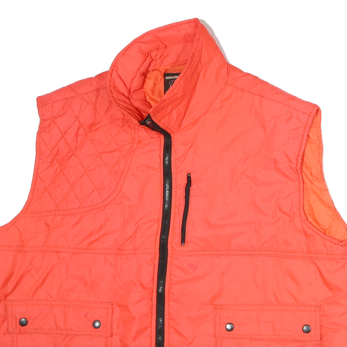 CONTENDER Womens Orange Quilted Sleeveless Jacket L Polyester Zip