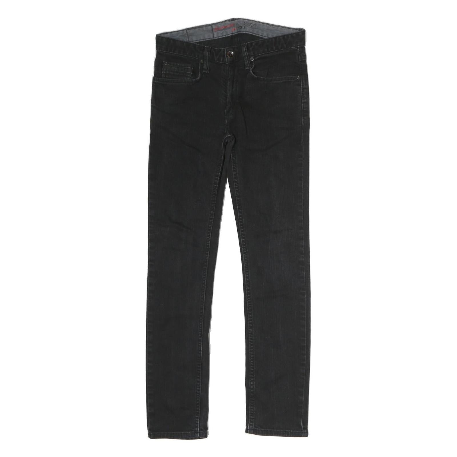 VANS Mens Slim Black Jeans Cotton W26 L26 Zip Pockets Casual Streetwear