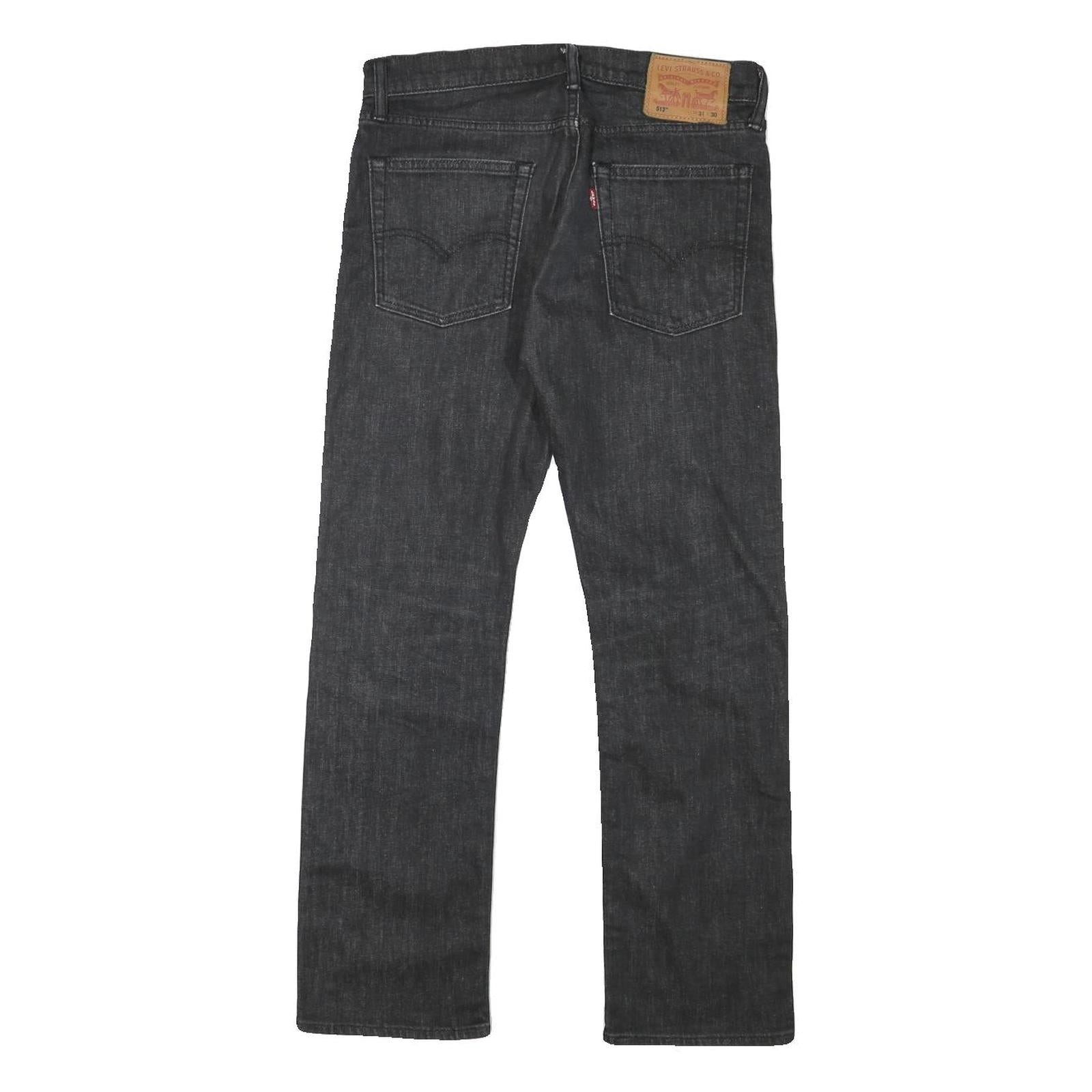 LEVI'S 513 Mens Jeans Black Regular Straight Denim Medium W30 L28 Zip Cotton