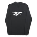 REEBOK Womens Black Crew Neck S Cotton Blend Sweatshirt Reebok Logo
