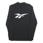 REEBOK Womens Black Crew Neck S Cotton Blend Sweatshirt Reebok Logo