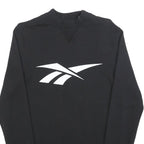 REEBOK Womens Black Crew Neck S Cotton Blend Sweatshirt Reebok Logo
