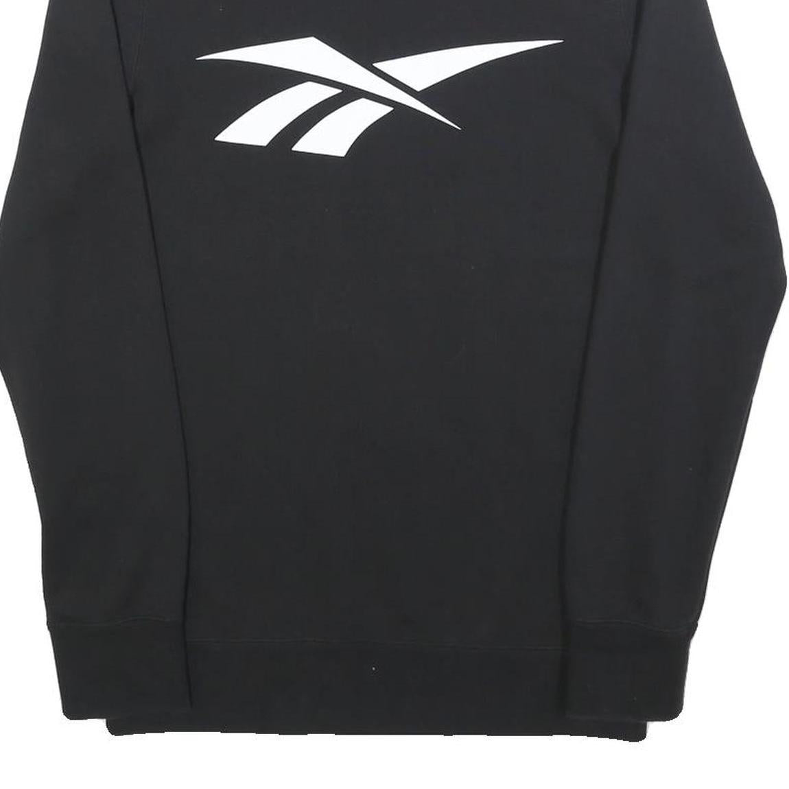 REEBOK Womens Black Crew Neck S Cotton Blend Sweatshirt Reebok Logo