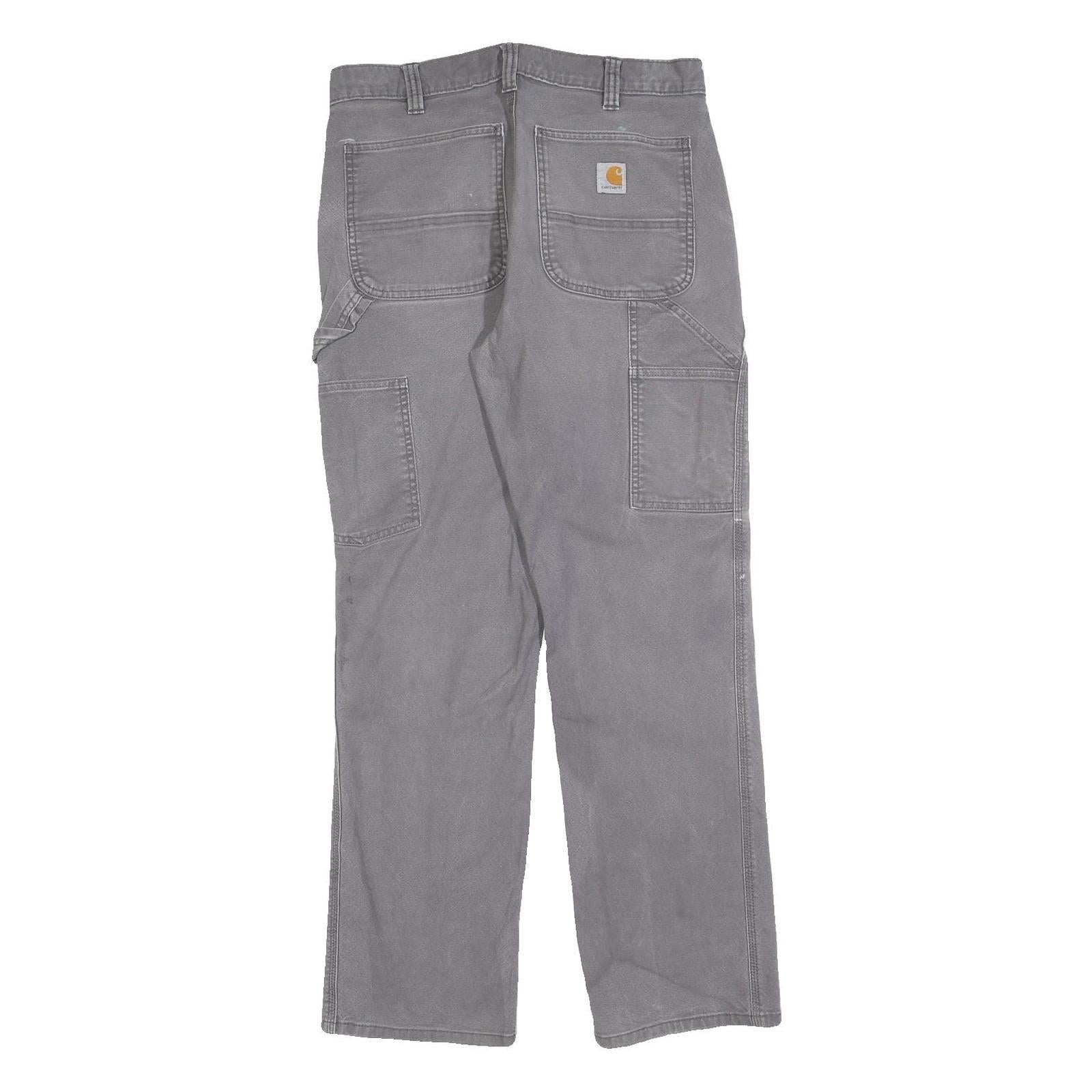 CARHARTT Mens Cotton Blend Grey Relaxed Straight Trousers W32 L32 Workwear