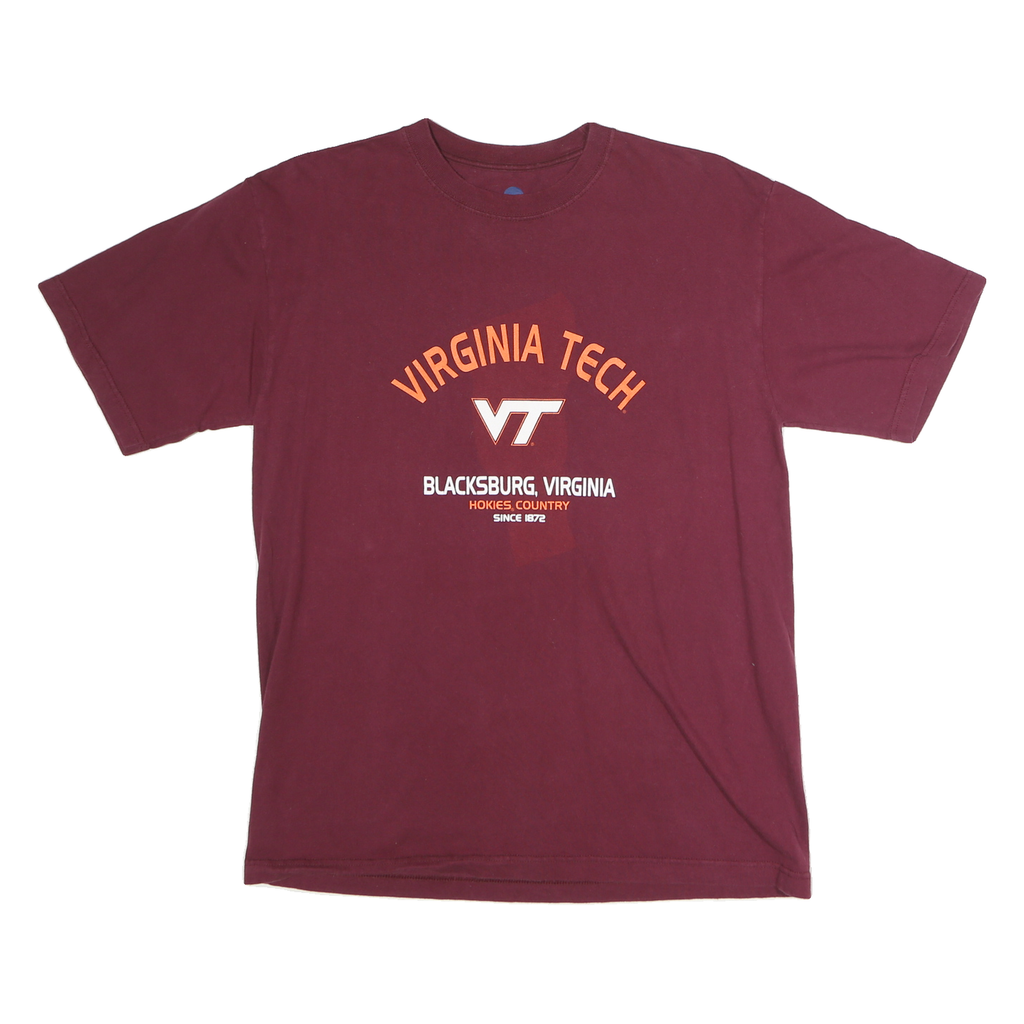 NCAA Mens Maroon Virginia Tech Graphic T-Shirt L Short Sleeve Crew Neck
