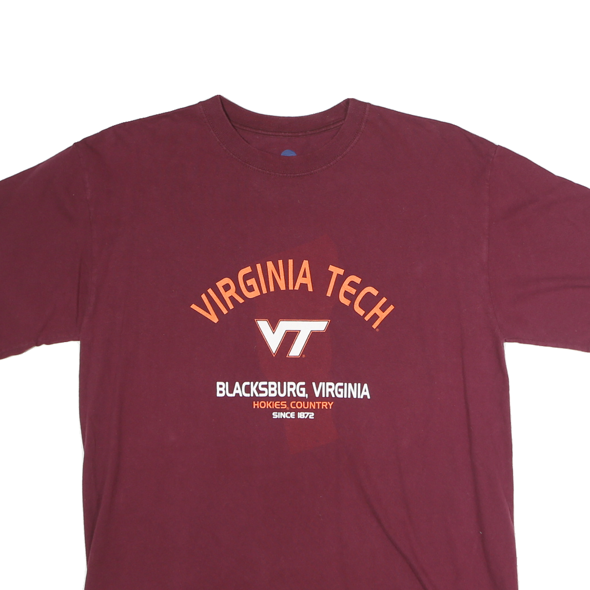 NCAA Mens Maroon Virginia Tech Graphic T-Shirt L Short Sleeve Crew Neck