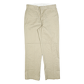 DICKIES Mens Beige Cotton Blend Regular Straight Trousers W36 L32 Workwear
