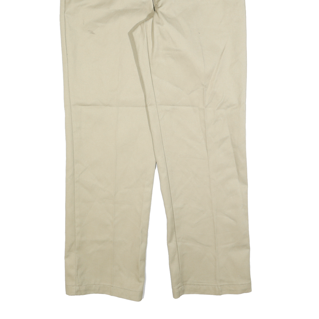 DICKIES Mens Beige Cotton Blend Regular Straight Trousers W36 L32 Workwear