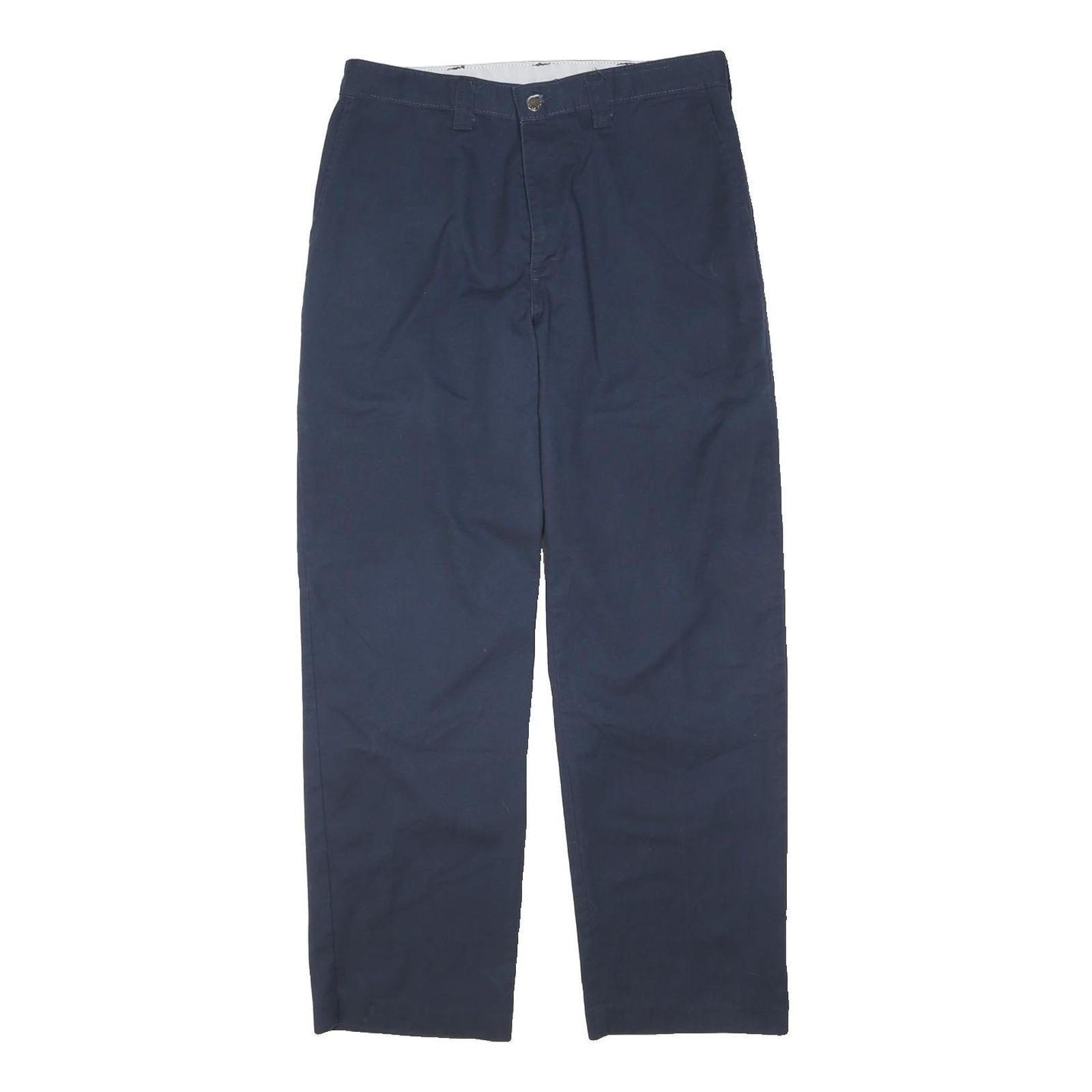 DICKIES Mens Cotton Blend Navy Blue Regular Fit Straight Leg Trousers W32 L31