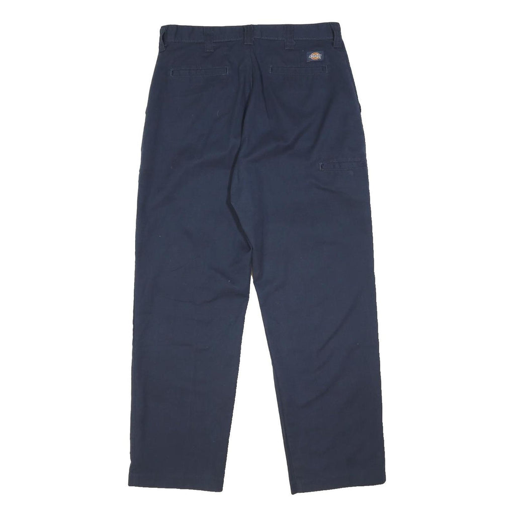 DICKIES Mens Cotton Blend Navy Blue Regular Fit Straight Leg Trousers W32 L31