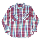 DEKOTA Mens Maroon Blue Check Shirt L Cotton Blend Flannel Casual