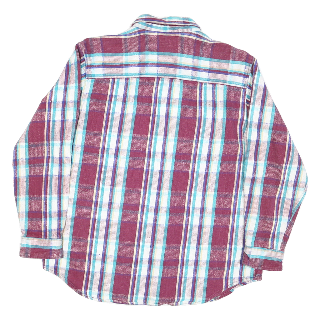 DEKOTA Mens Maroon Blue Check Shirt L Cotton Blend Flannel Casual