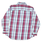 DEKOTA Mens Maroon Blue Check Shirt L Cotton Blend Flannel Casual