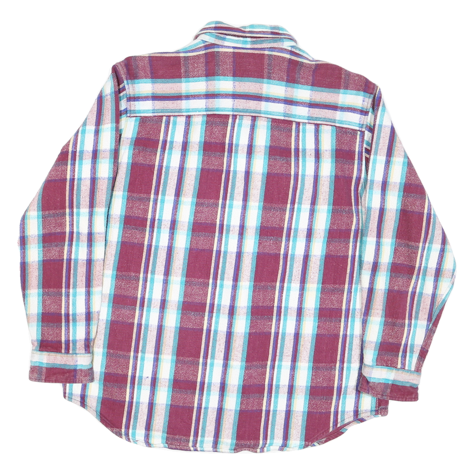 DEKOTA Mens Maroon Blue Check Shirt L Cotton Blend Flannel Casual