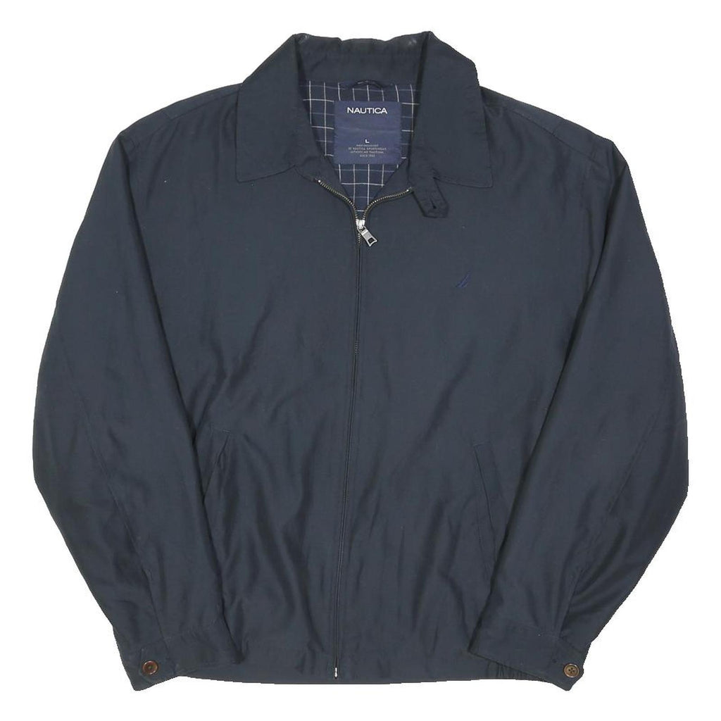 NAUTICA Mens Navy Blue Cotton Blend Zip Jacket L Classic Casual Outerwear