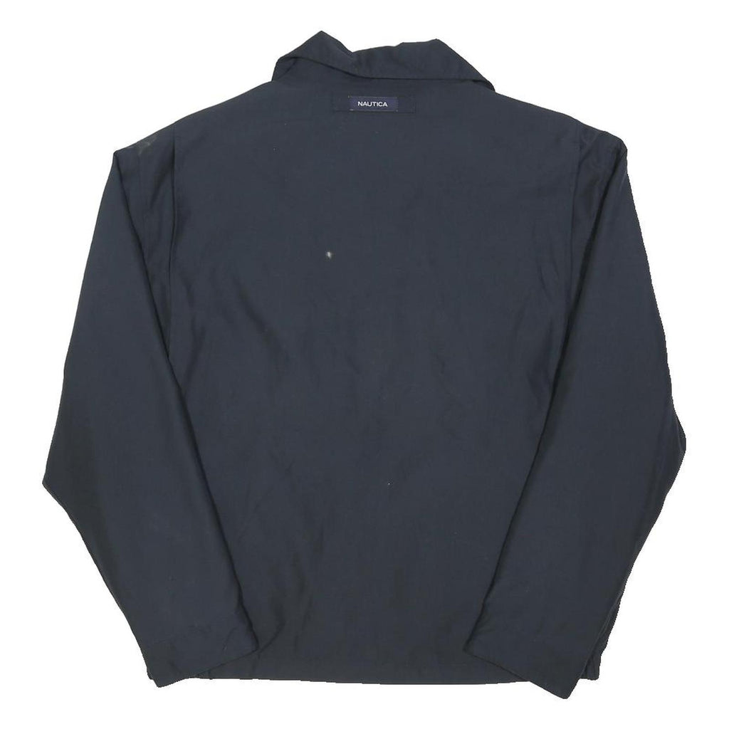 NAUTICA Mens Navy Blue Cotton Blend Zip Jacket L Classic Casual Outerwear