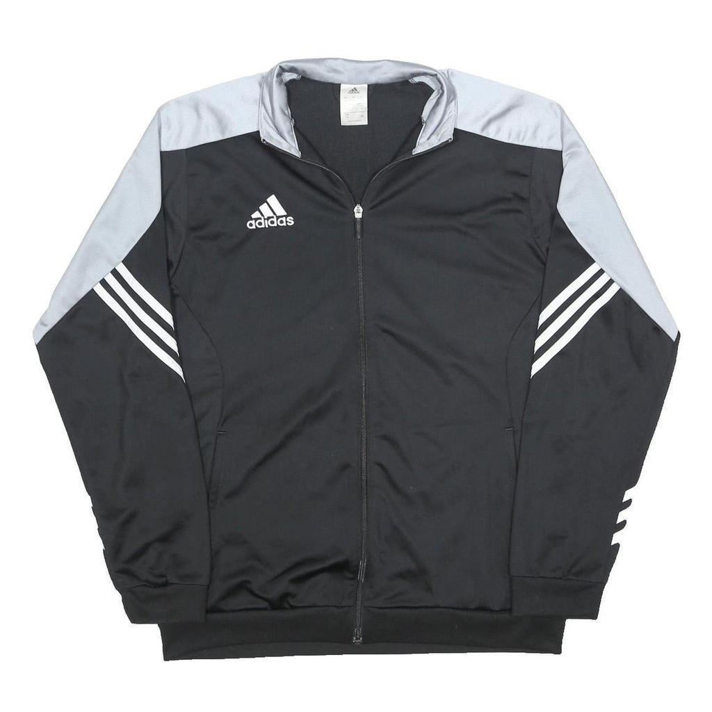 ADIDAS Mens Black & Grey Zip Up Polyester Sports Jacket L Athletic Track