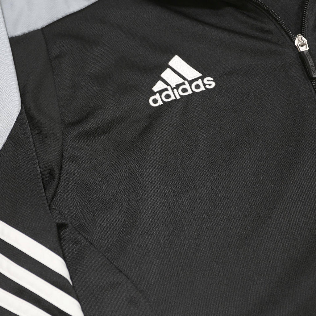 ADIDAS Mens Black & Grey Zip Up Polyester Sports Jacket L Athletic Track