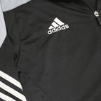 ADIDAS Mens Black & Grey Zip Up Polyester Sports Jacket L Athletic Track