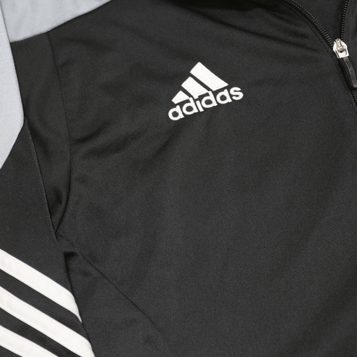 ADIDAS Mens Black & Grey Zip Up Polyester Sports Jacket L Athletic Track
