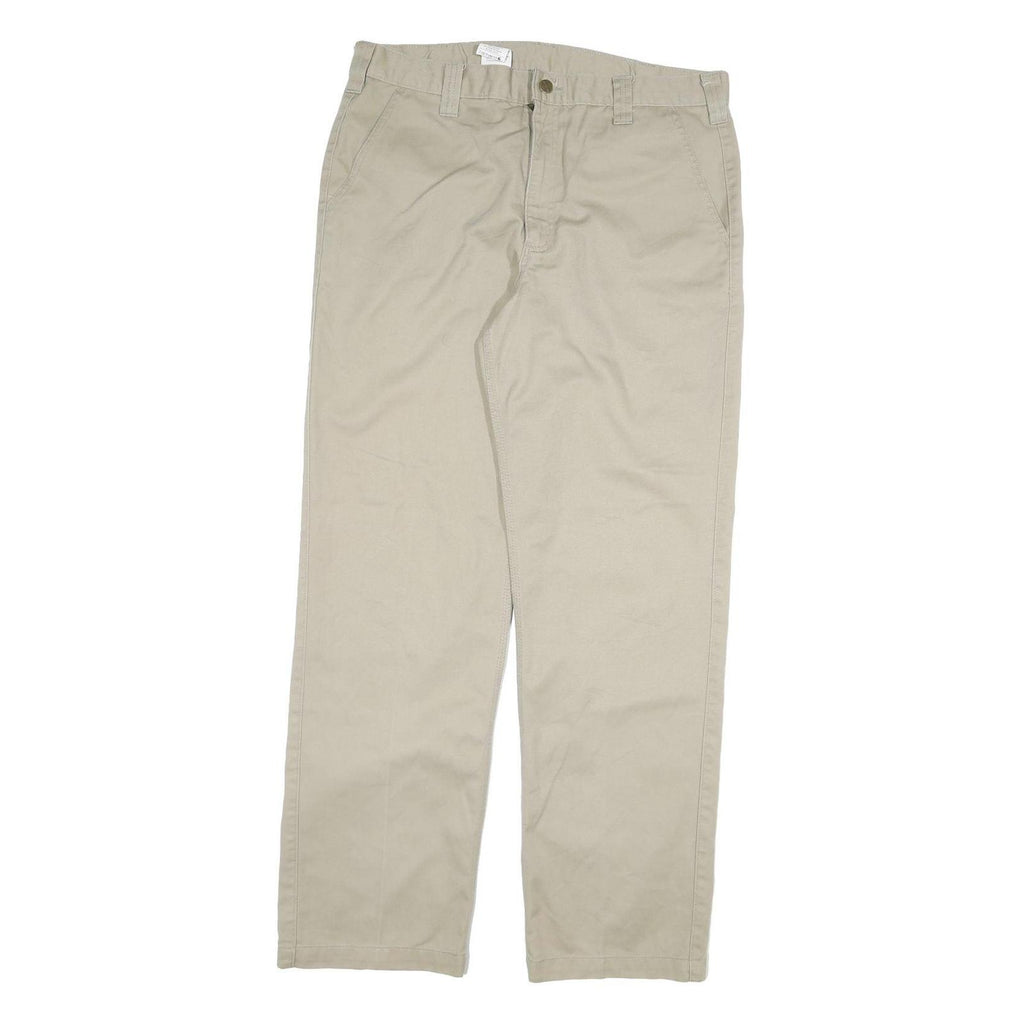 CARHARTT Mens Cotton Blend Beige Relaxed Straight Trousers W36 L34 Durable