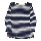 JOULES Womens Blue & White Striped Basic Long Sleeve Boat Neck UK 8 Top