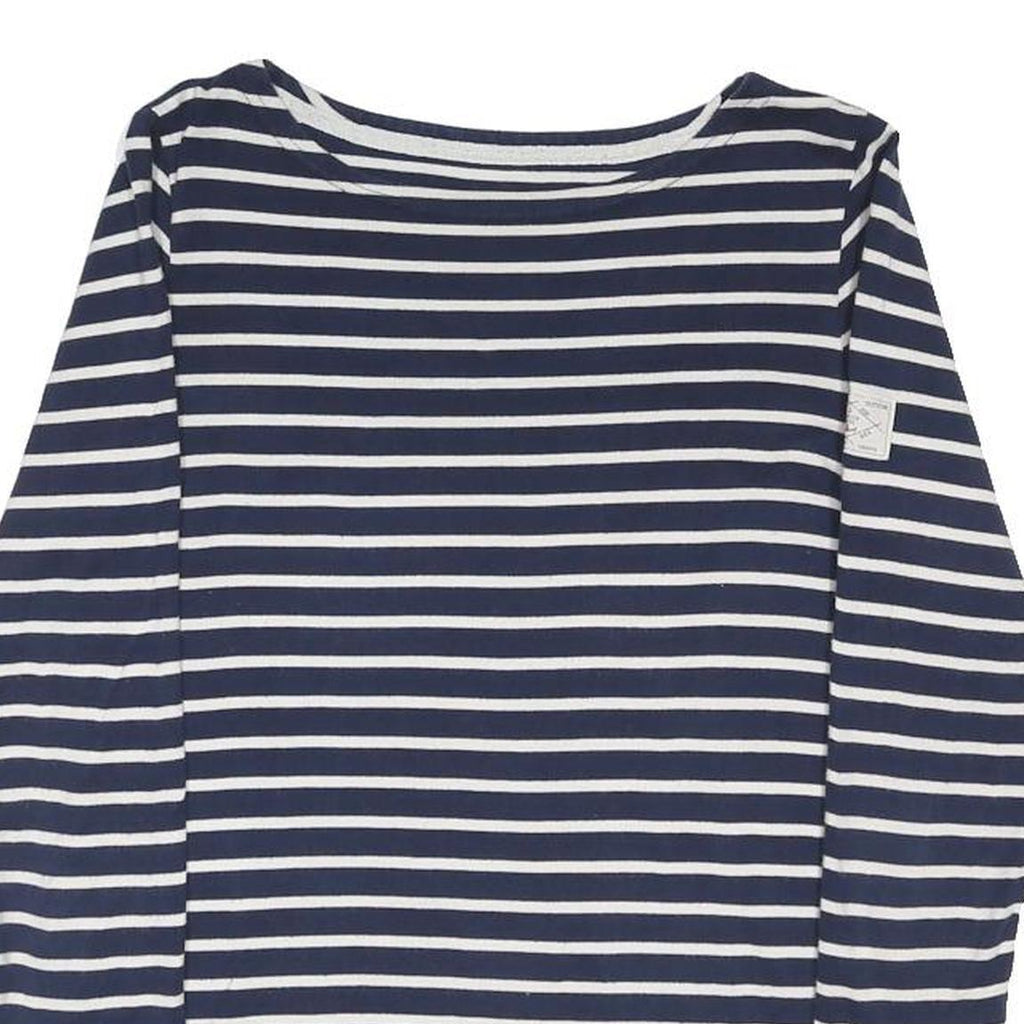 JOULES Womens Blue & White Striped Basic Long Sleeve Boat Neck UK 8 Top