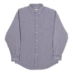 EDDIE BAUER Mens Blue Check Shirt S Button Down Collar Cotton Casual