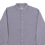 EDDIE BAUER Mens Blue Check Shirt S Button Down Collar Cotton Casual