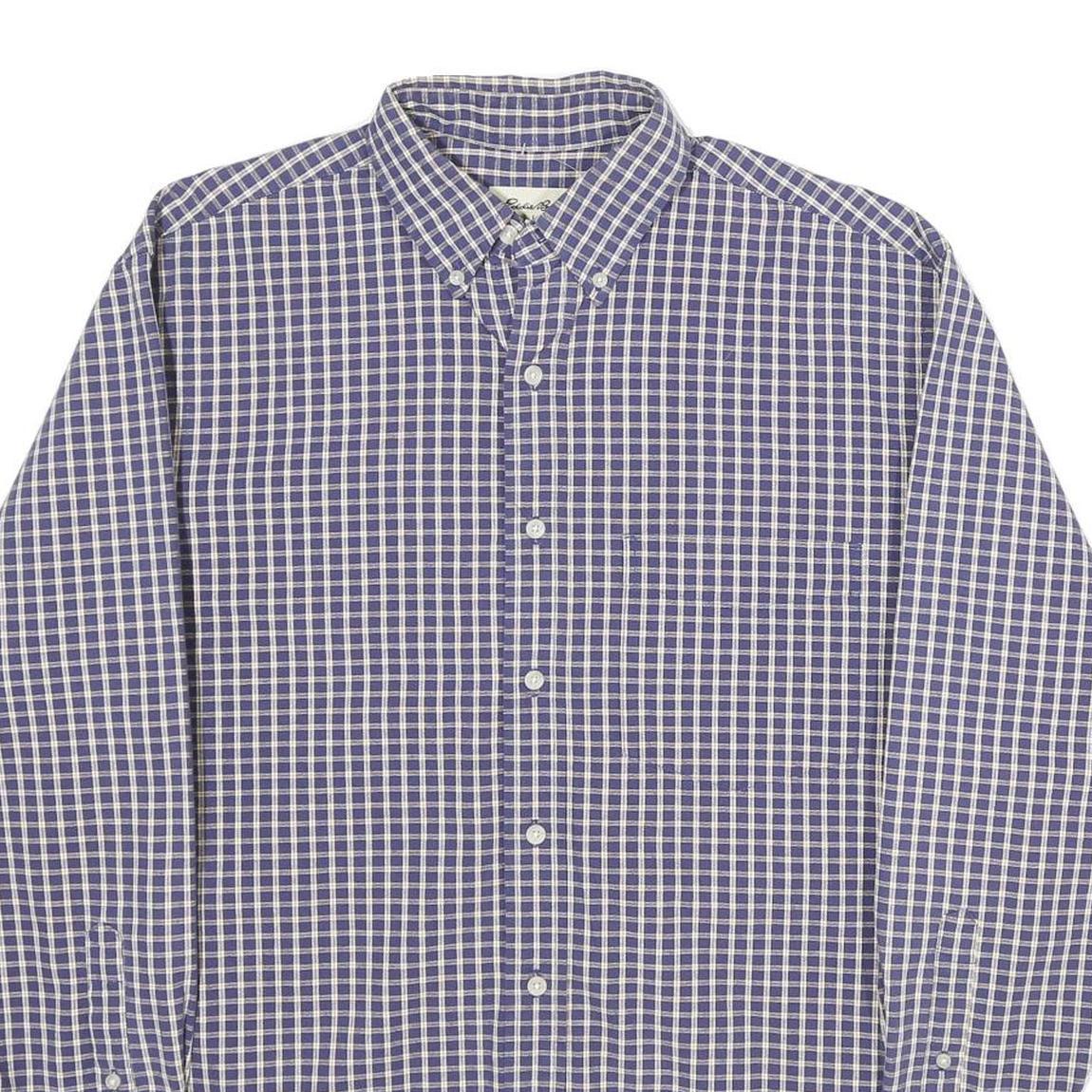 EDDIE BAUER Mens Blue Check Shirt S Button Down Collar Cotton Casual