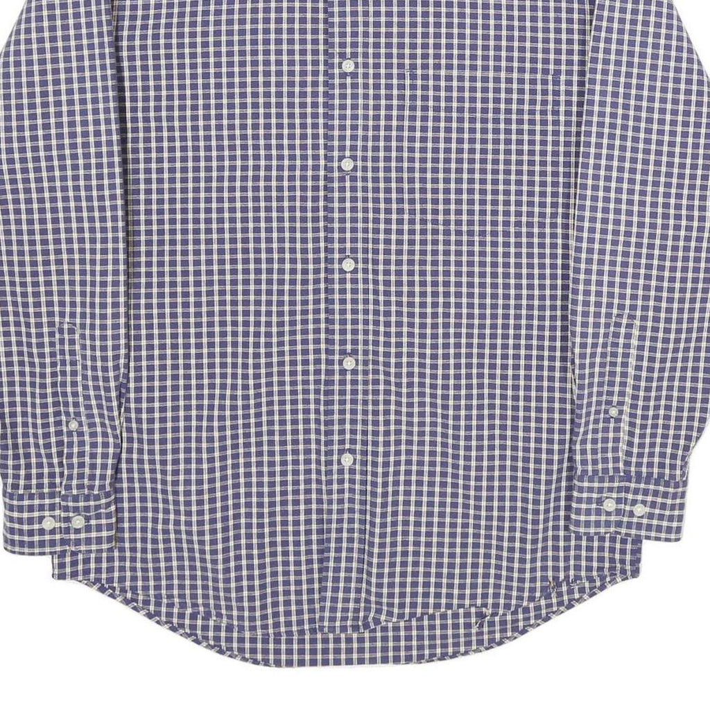 EDDIE BAUER Mens Blue Check Shirt S Button Down Collar Cotton Casual