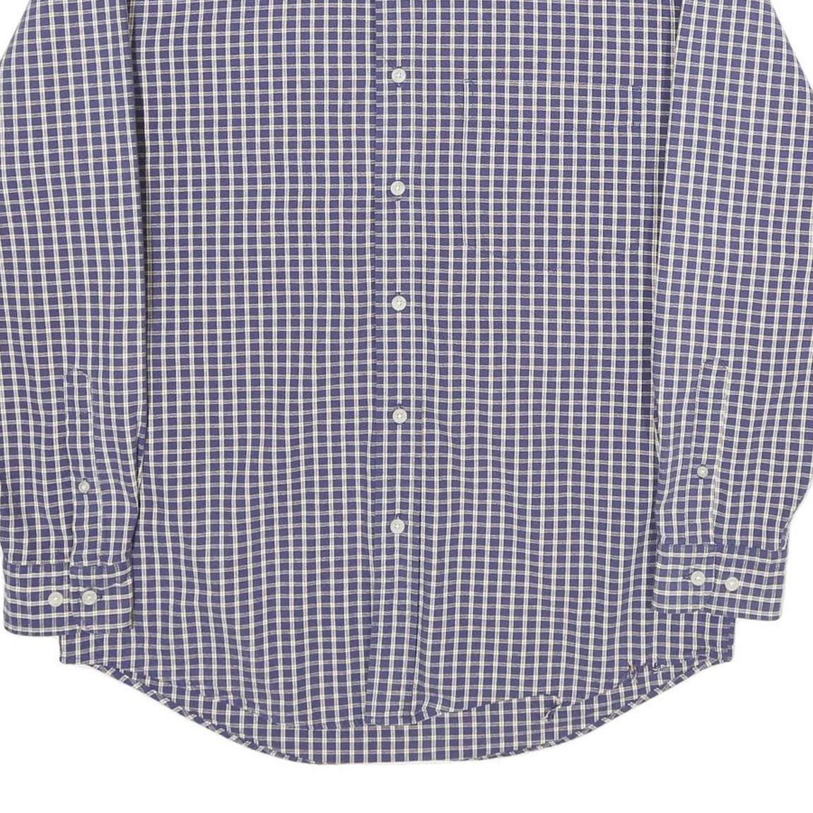 EDDIE BAUER Mens Blue Check Shirt S Button Down Collar Cotton Casual
