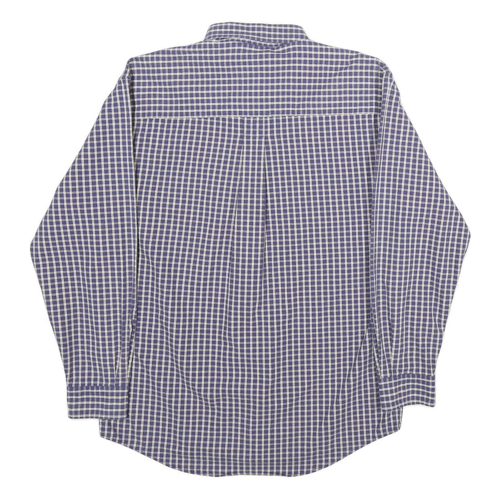 EDDIE BAUER Mens Blue Check Shirt S Button Down Collar Cotton Casual