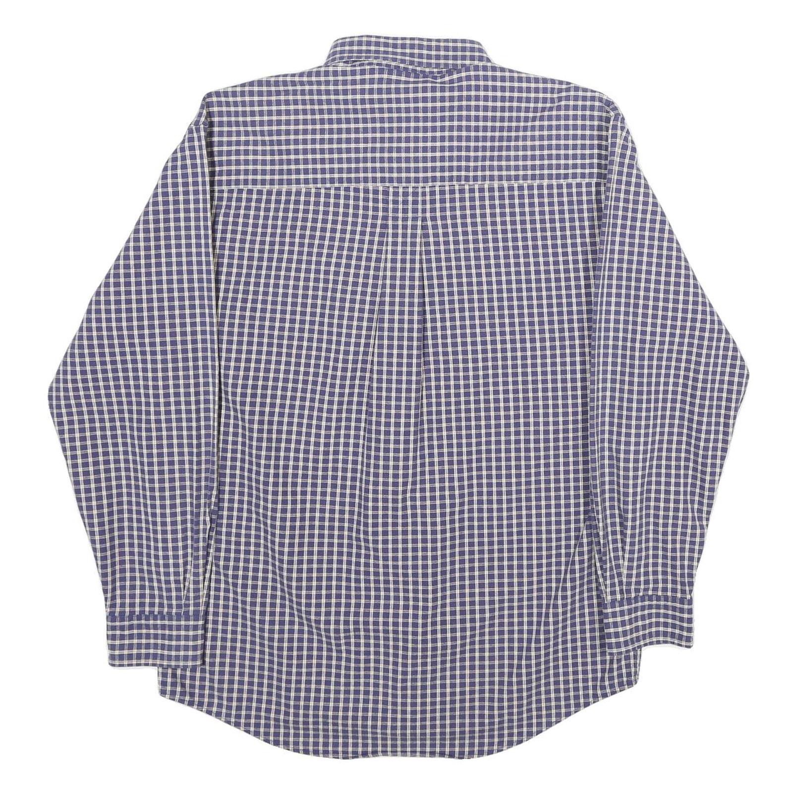 EDDIE BAUER Mens Blue Check Shirt S Button Down Collar Cotton Casual