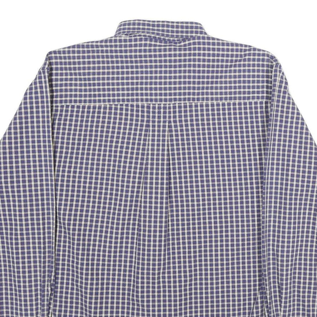 EDDIE BAUER Mens Blue Check Shirt S Button Down Collar Cotton Casual