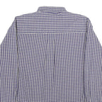 EDDIE BAUER Mens Blue Check Shirt S Button Down Collar Cotton Casual