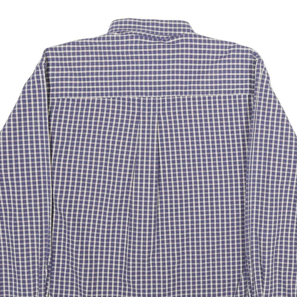 EDDIE BAUER Mens Blue Check Shirt S Button Down Collar Cotton Casual