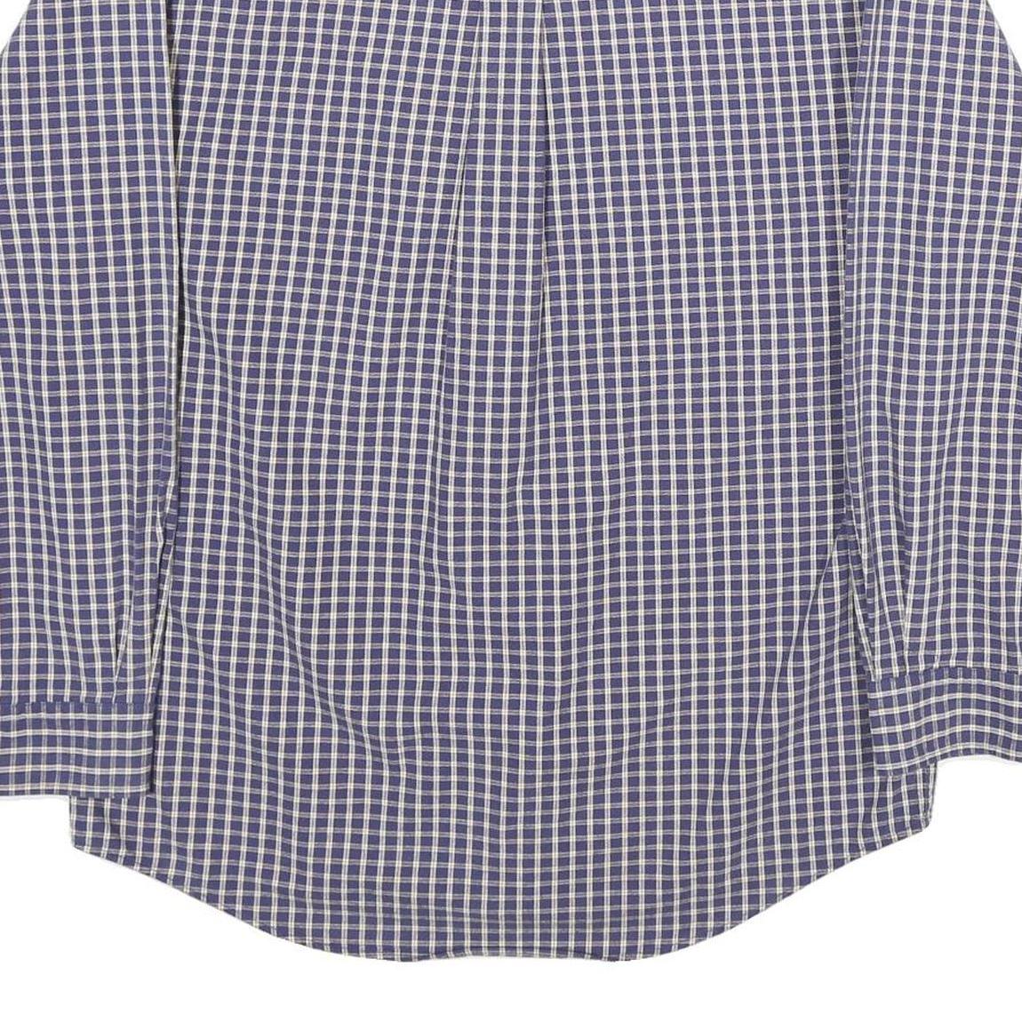 EDDIE BAUER Mens Blue Check Shirt S Button Down Collar Cotton Casual