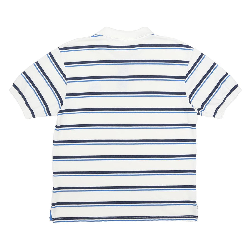 LONSDALE Mens White & Blue Striped Short Sleeve Polo Shirt L
