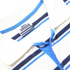 LONSDALE Mens White & Blue Striped Short Sleeve Polo Shirt L