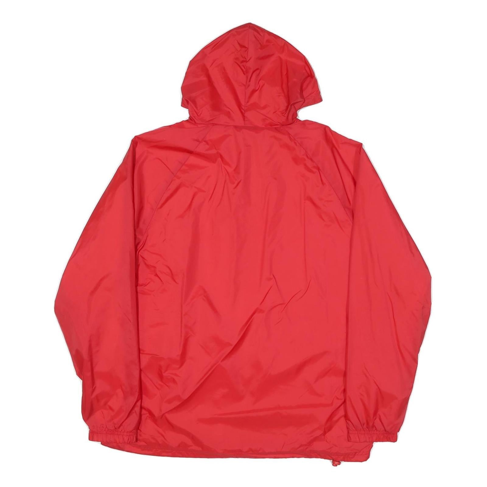 CHARLES RIVER Mens Red Nylon Hooded Jacket L Plain Water Resistant Zip
